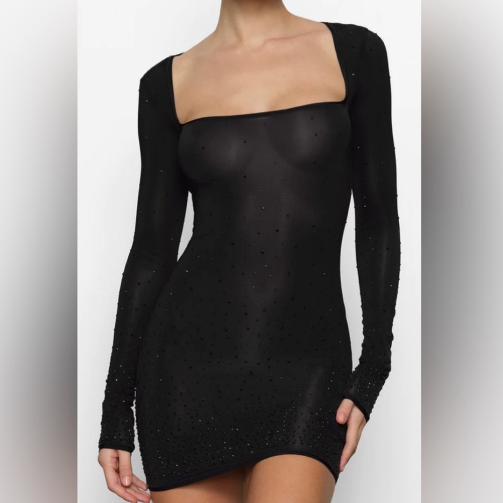SKIMS Black Long Sleeve Dress (Jelly Sheet Intimates Dress)